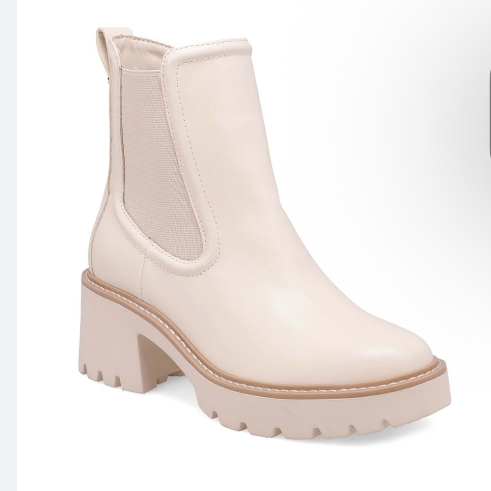 MIA Cream Chunky Chelsea Ankle Boots